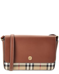Burberry Penny Foldover E-Canvas & Leather Shoulder Bag (Authentic Pre-Loved)
