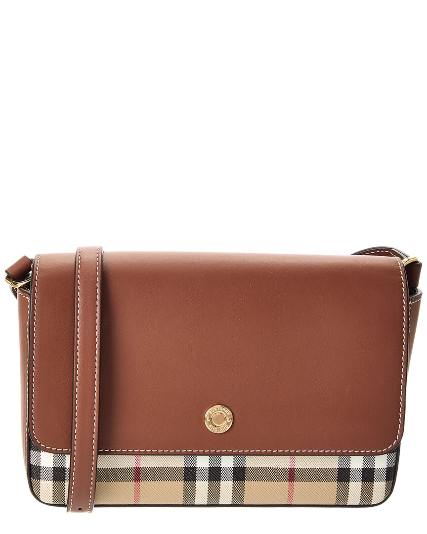 Burberry Penny Foldover E-Canvas & Leather Shoulder Bag (Authentic Pre-Loved)
