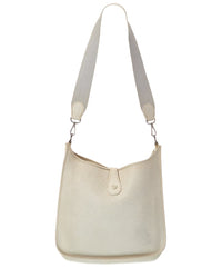 Hermès White Clemence Leather Clemence Messenger Bag (Authentic Pre-Loved)