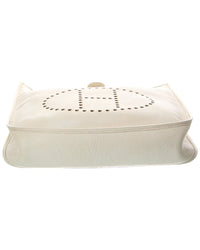 Hermès White Clemence Leather Clemence Messenger Bag (Authentic Pre-Loved)