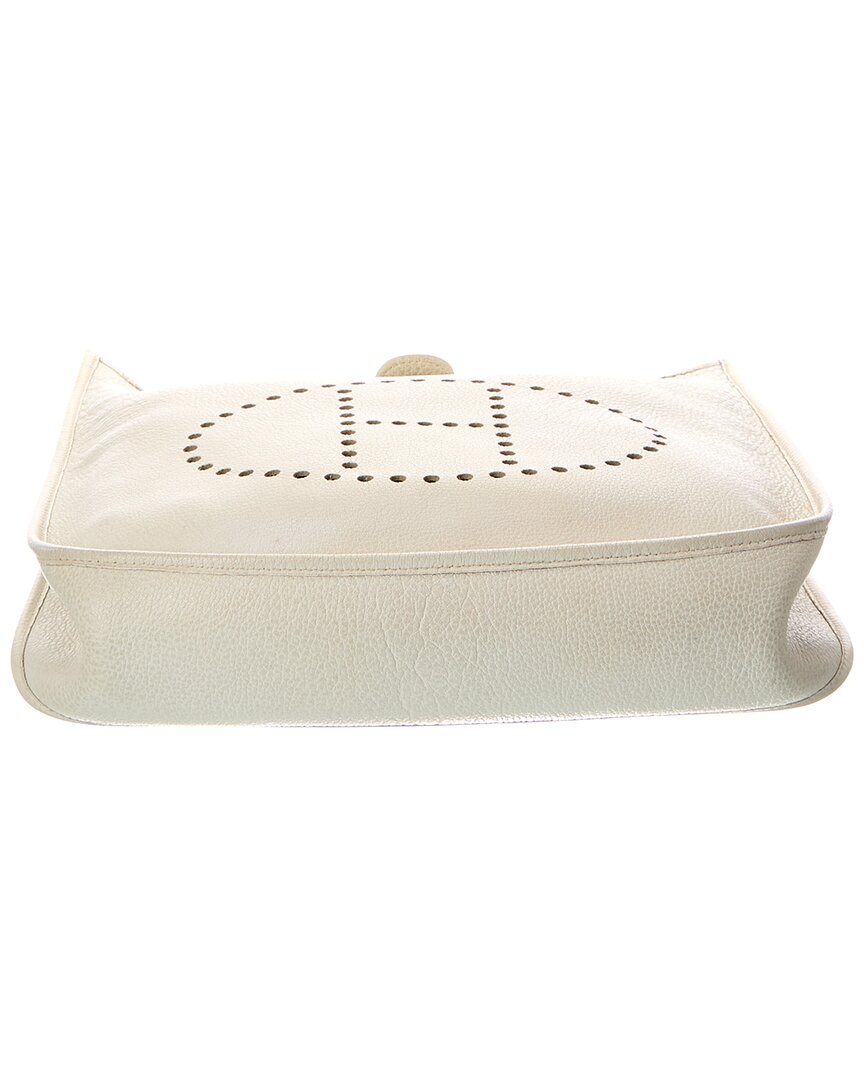 Hermès White Clemence Leather Clemence Messenger Bag (Authentic Pre-Loved)