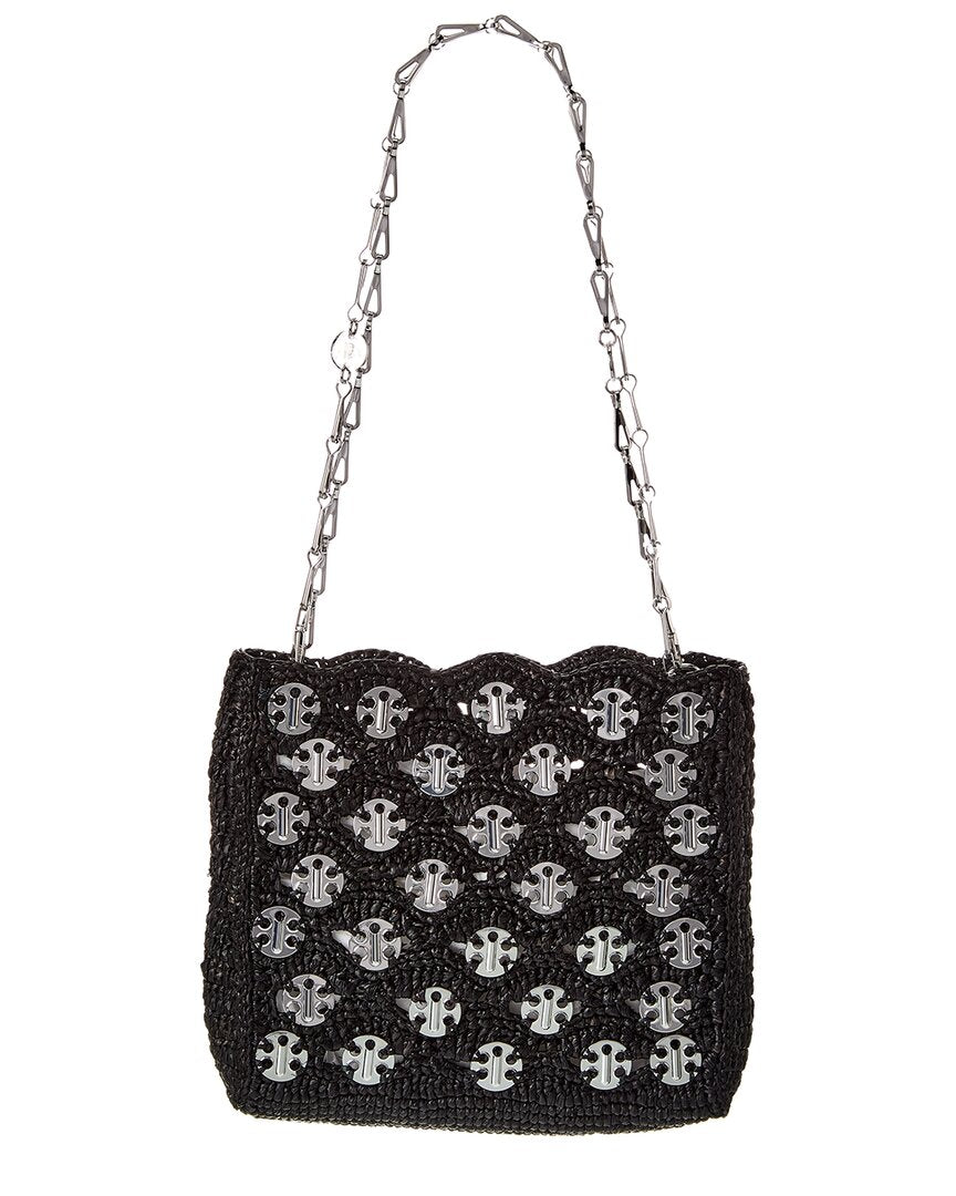 Paco Rabanne Sparkle Raffia Shoulder Bag ONE SIZE Black