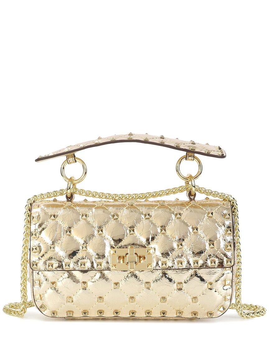 Tiffany & Fred Paris Quilted & Studded Leather Crossbody ONE SIZE Gold