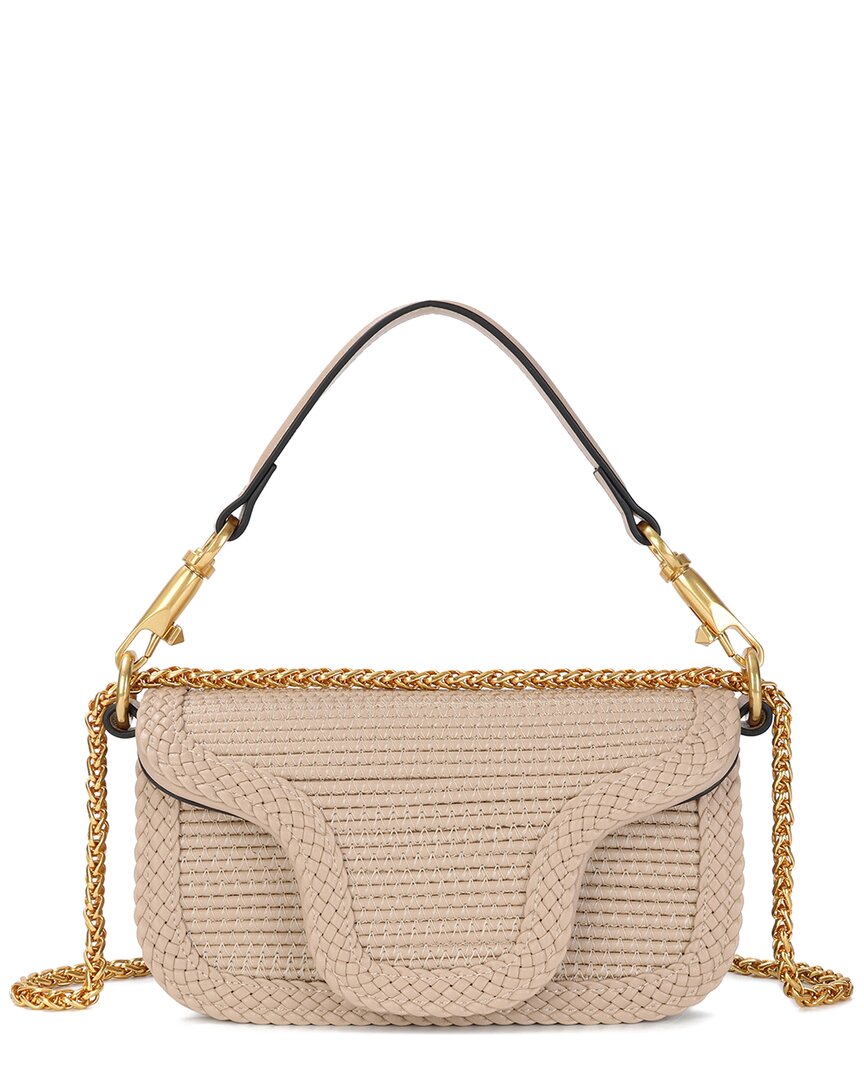 Tiffany & Fred Paris Elegant Braided Leather Crossbody ONE SIZE Apricot