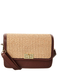 Persaman New York Eva Straw & Leather Crossbody ONE SIZE Brown Multi