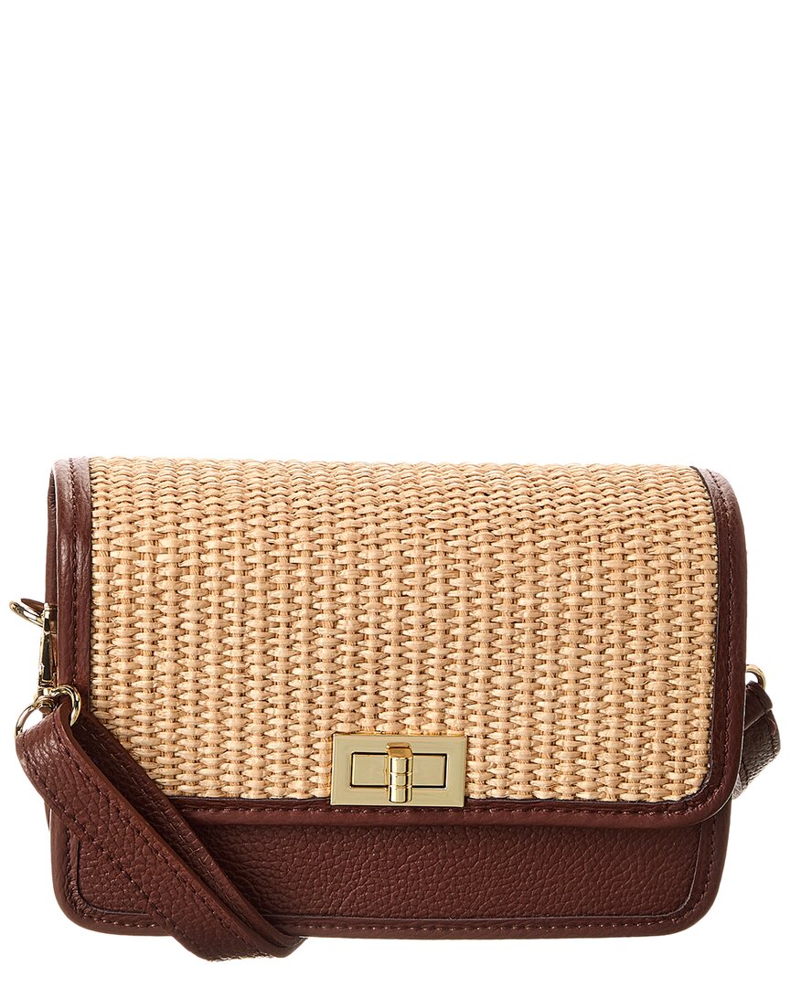 Persaman New York Eva Straw & Leather Crossbody ONE SIZE Brown Multi