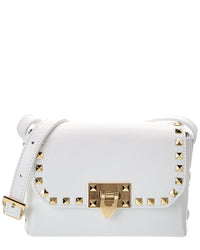 Persaman New York Womens Alessia Studded Leather Crossbody, White