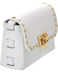Persaman New York Womens Alessia Studded Leather Crossbody, White
