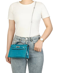 Tiffany & Fred Paris Croco-Embossed Top-Handle Crossbody