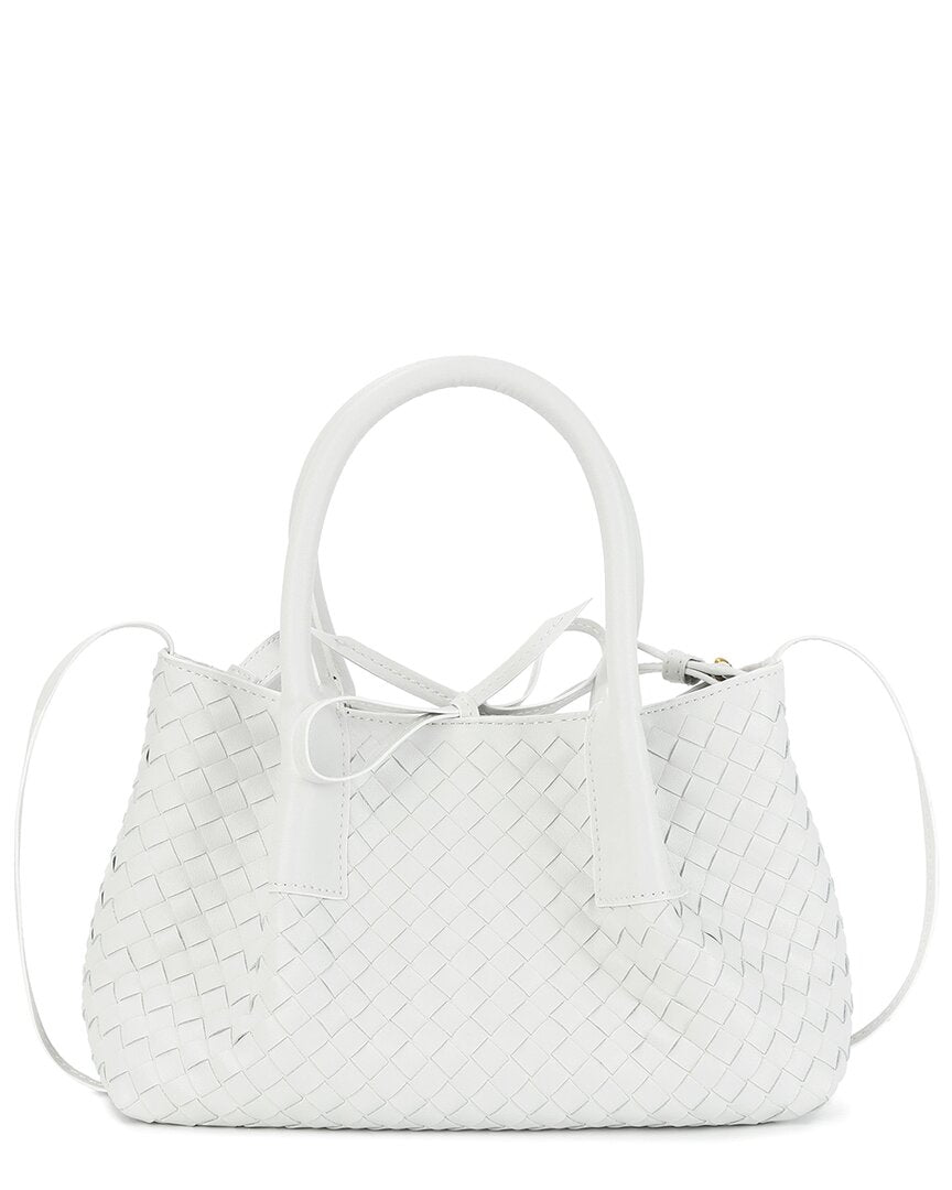 Tiffany & Fred Paris Hand-Woven Leather Tote ONE SIZE White