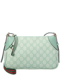 Gucci Gg Emblem Small Gg Coated Fabric & Leather Shoulder Bag ONE SIZE Green