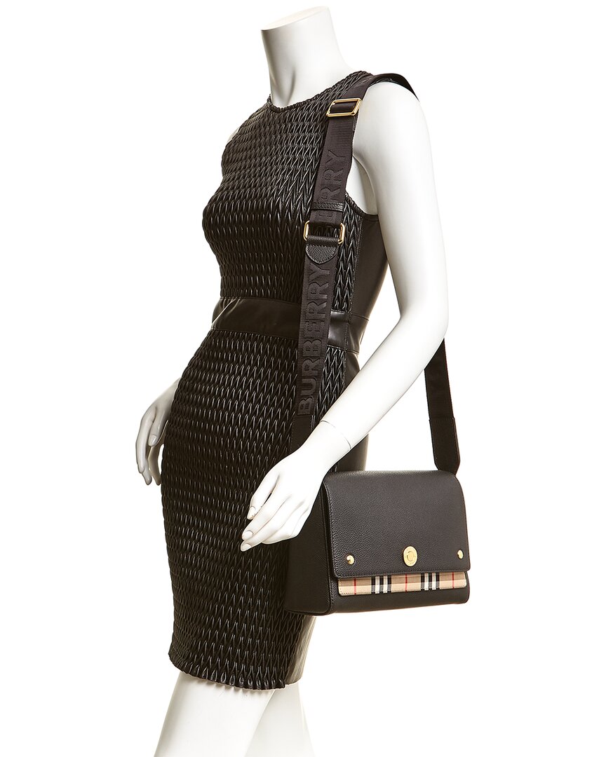 Dnu Inv Burberry Note Medium Vintage Check & Leather Shoulder Bag