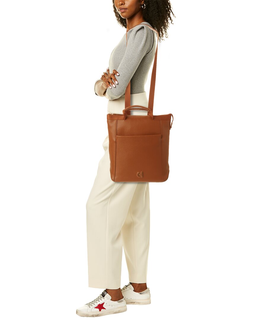 Cole Haan Grand Ambition Convertible Solid Leather Backpack, Brown