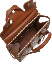 Tiffany & Fred Paris Smooth Leather & Straw Top Handle Satchel