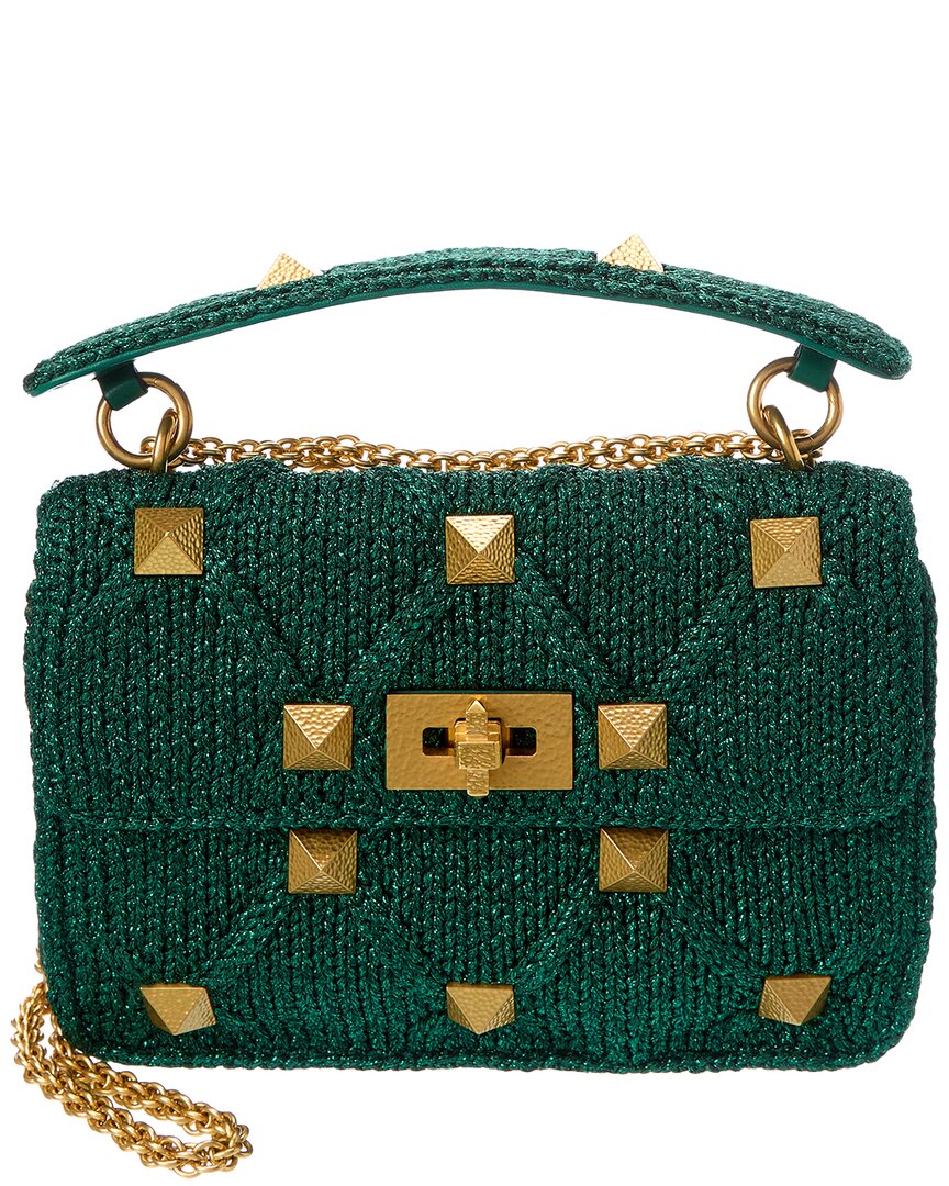 Valentino Roman Stud Medium Lurex Shoulder Bag