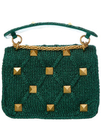 Valentino Roman Stud Medium Lurex Shoulder Bag