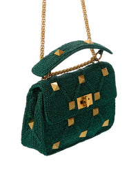 Valentino Roman Stud Medium Lurex Shoulder Bag
