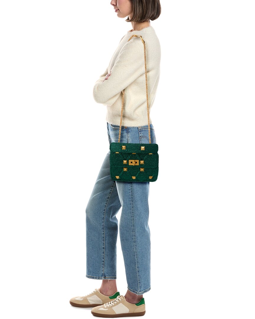 Valentino Roman Stud Medium Lurex Shoulder Bag