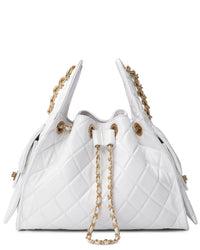 Tiffany & Fred Paris Quilted Leather Shoulder Bag, White