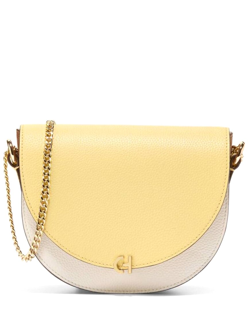 Cole Haan Evie Chain Leather Saddle Bag ONE SIZE Yellow
