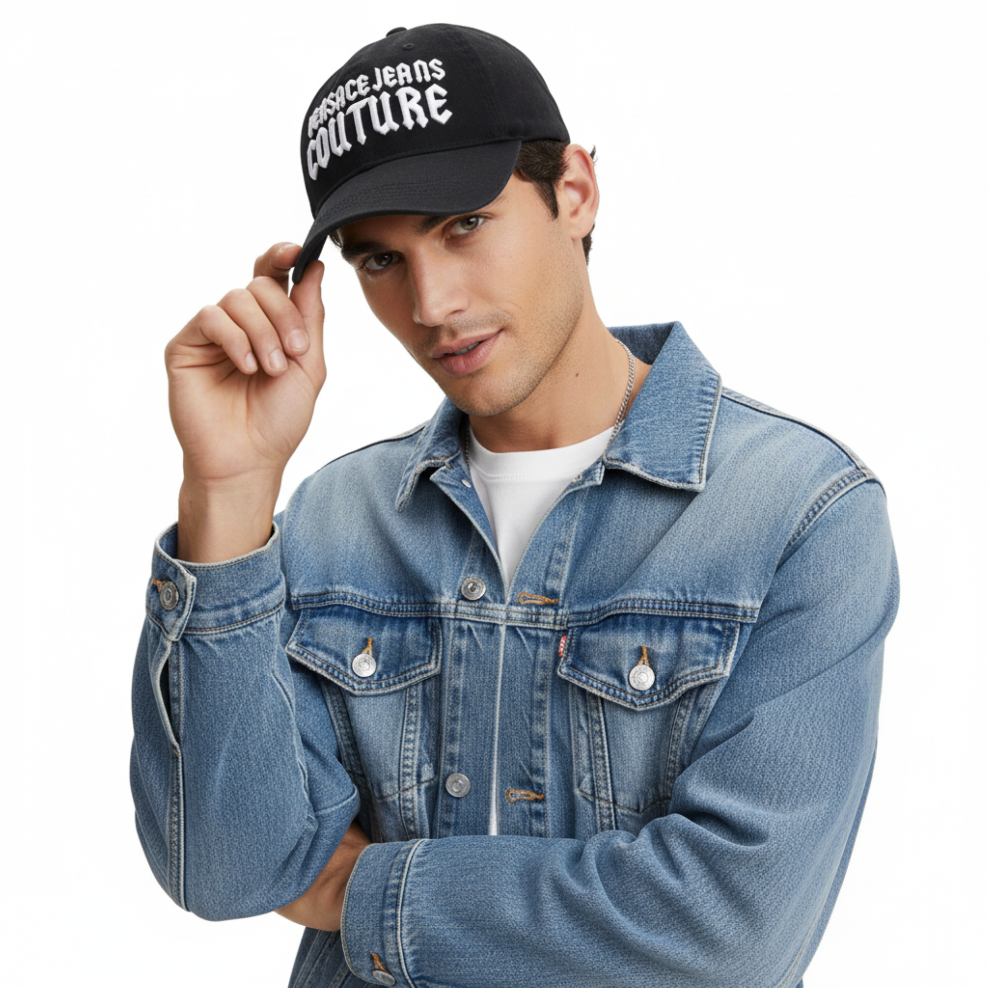 Versace Jeans Couture Black/White Gothic Logo Baseball Cap