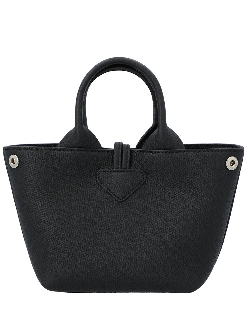 Longchamp Roseau Leather Top Handle Bag, Black