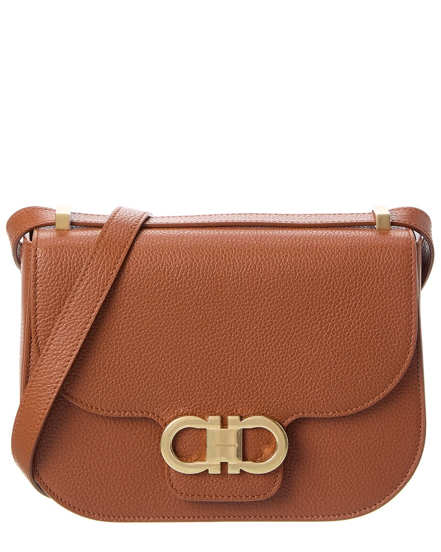 Ferragamo Gancini Leather Shoulder Bag ONE SIZE Brown Multi