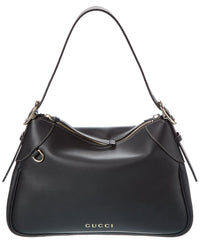 Gucci Gg Emblem Leather Hobo Bag ONE SIZE Black