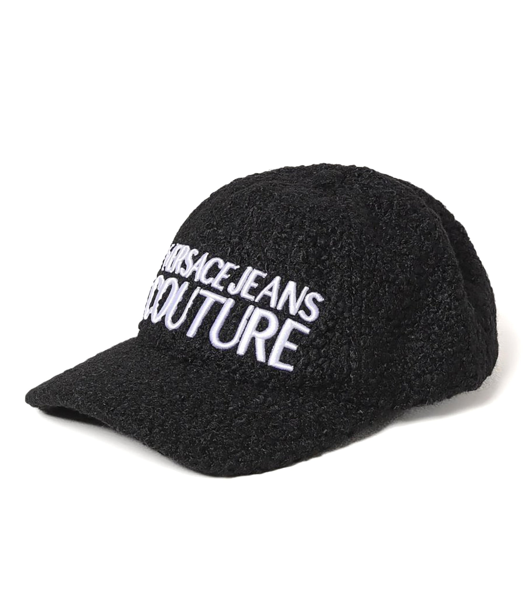 Versace Jeans Couture Versace Jeans Couture Black Monochrome Logo Fuzzy Baseball Cap
