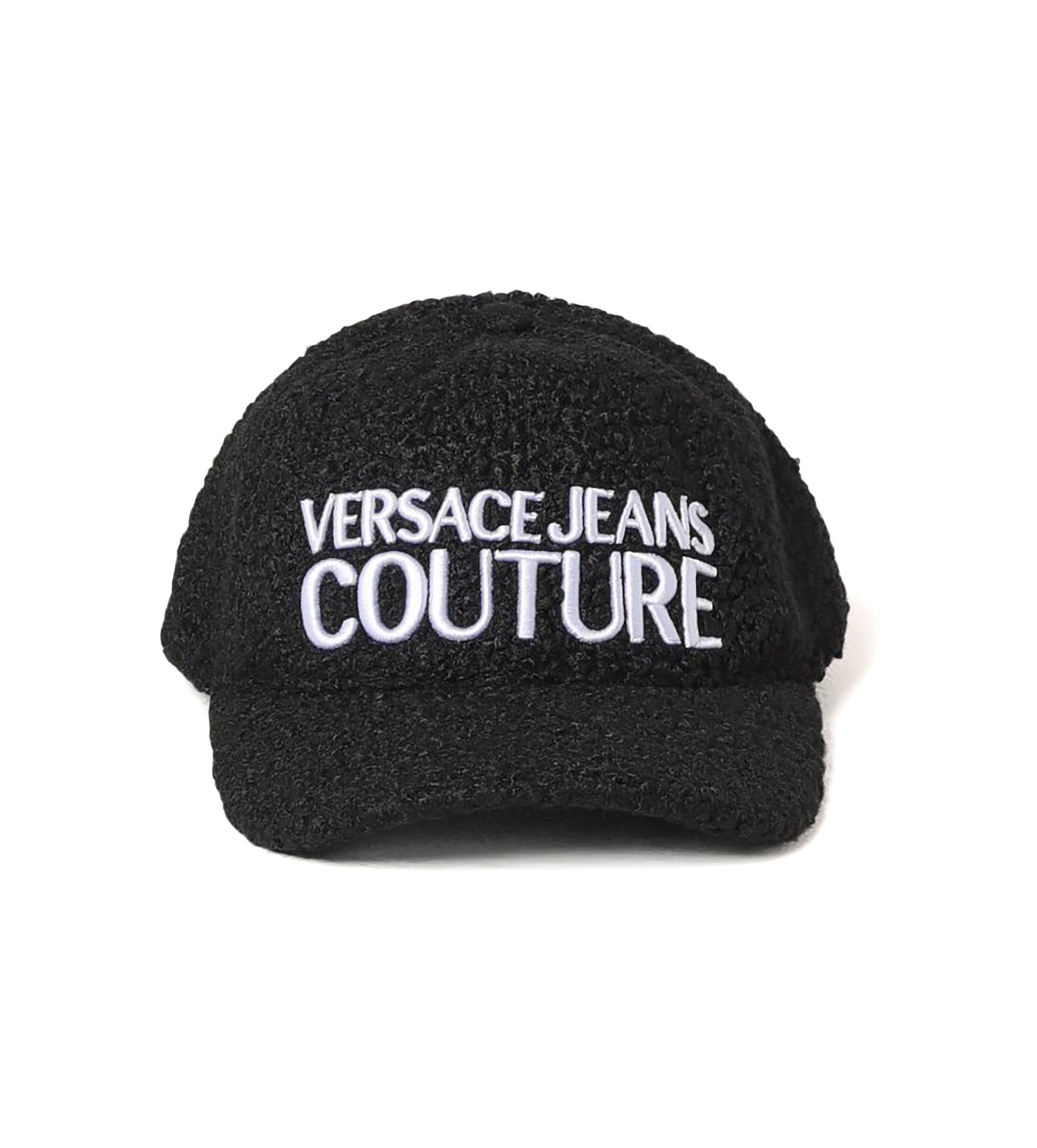 Versace Jeans Couture Versace Jeans Couture Black Monochrome Logo Fuzzy Baseball Cap