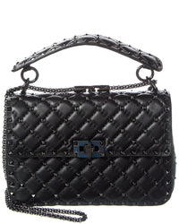 Valentino Rockstud Spike Medium Leather Shoulder Bag ONE SIZE Black