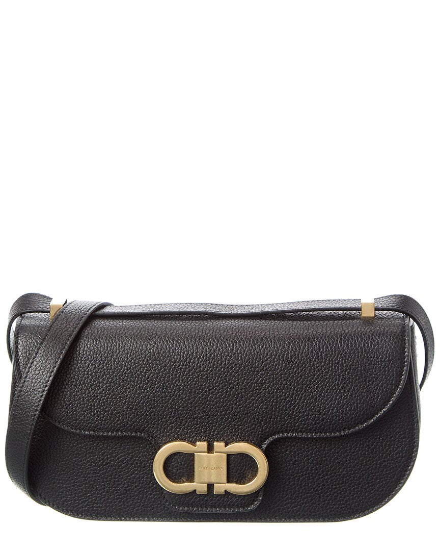 Ferragamo Gancini Double Leather Shoulder Bag