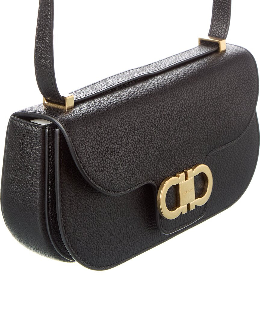 Ferragamo Gancini Double Leather Shoulder Bag