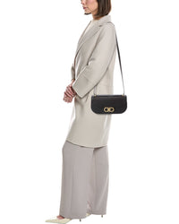 Ferragamo Gancini Double Leather Shoulder Bag