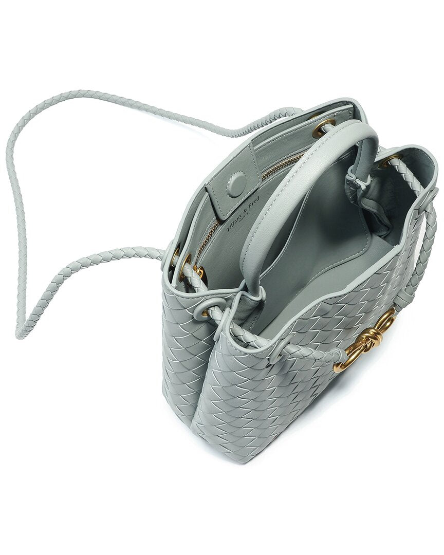 Tiffany & Fred Paris Tiffany & Fred Paris Woven Leather Top Handle Bag, Grey
