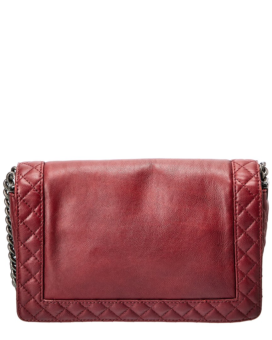 Chanel Brick Red Leather Medium Boy Reverso (Authentic Pre-Loved)