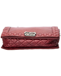 Chanel Brick Red Leather Medium Boy Reverso (Authentic Pre-Loved)