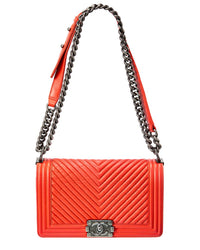 Chanel Orange Quilted Leather Chocolate Bar Shoulder Bag (Authentic Pre-Loved)