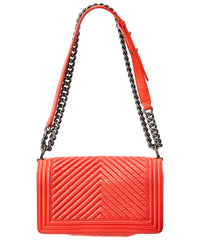 Chanel Orange Quilted Leather Chocolate Bar Shoulder Bag (Authentic Pre-Loved)