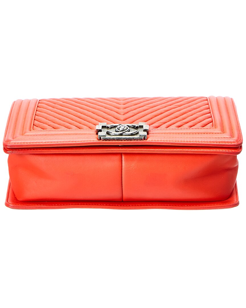 Chanel Orange Quilted Leather Chocolate Bar Shoulder Bag (Authentic Pre-Loved)