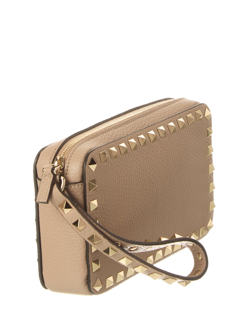 Valentino Valentino Rockstud Grainy Leather Clutch