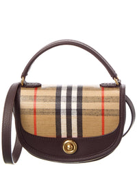 Burberry Burberry Highlands Mini Coated Canvas & Leather Shoulder Bag, Brown