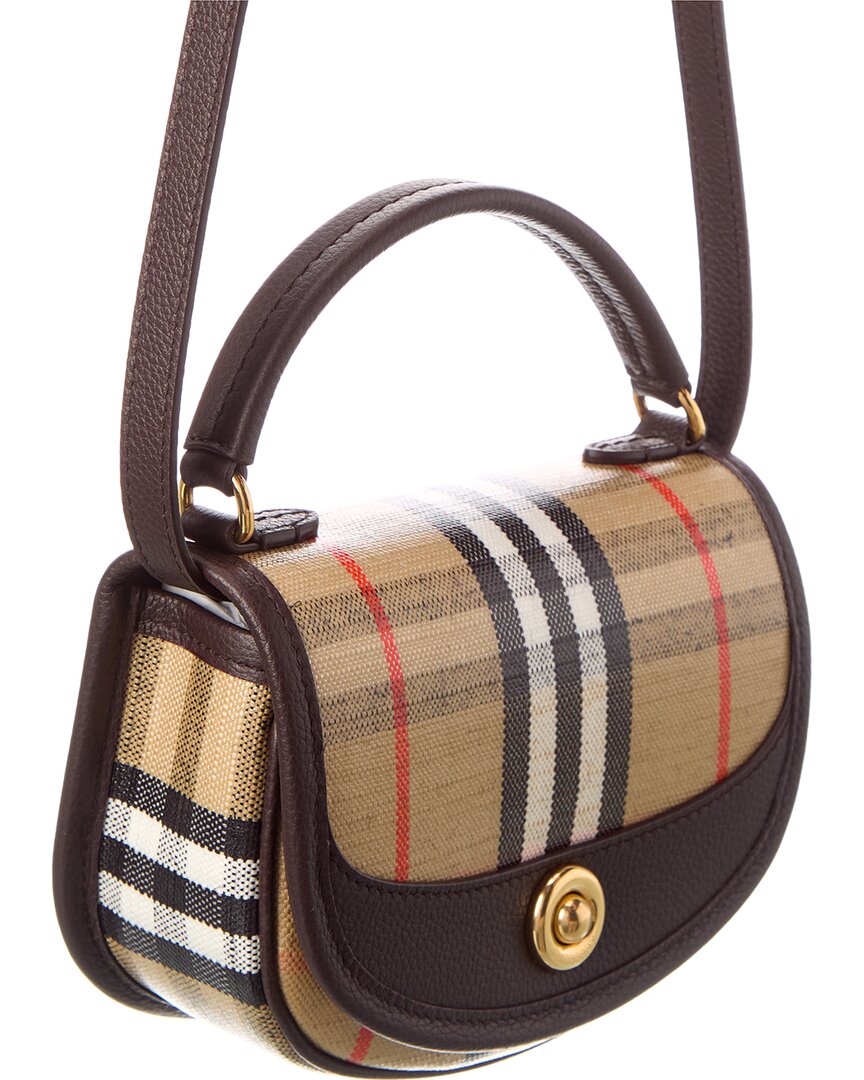 Burberry Burberry Highlands Mini Coated Canvas & Leather Shoulder Bag, Brown