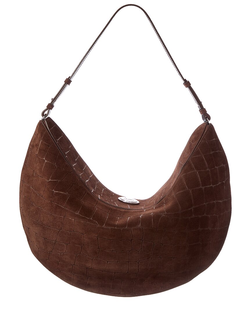 Jacquemus The Ovalo Croc-Embossed Suede Hobo Bag