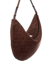 Jacquemus The Ovalo Croc-Embossed Suede Hobo Bag