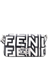 FENDI Fendi White & Black Printed Calfskin Leather X Marc Jacobs Baguette Nm, Never
