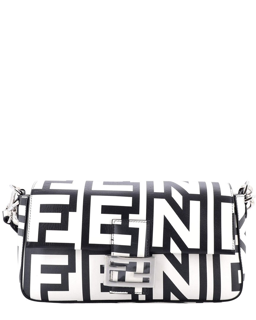 FENDI Fendi White & Black Printed Calfskin Leather X Marc Jacobs Baguette Nm, Never