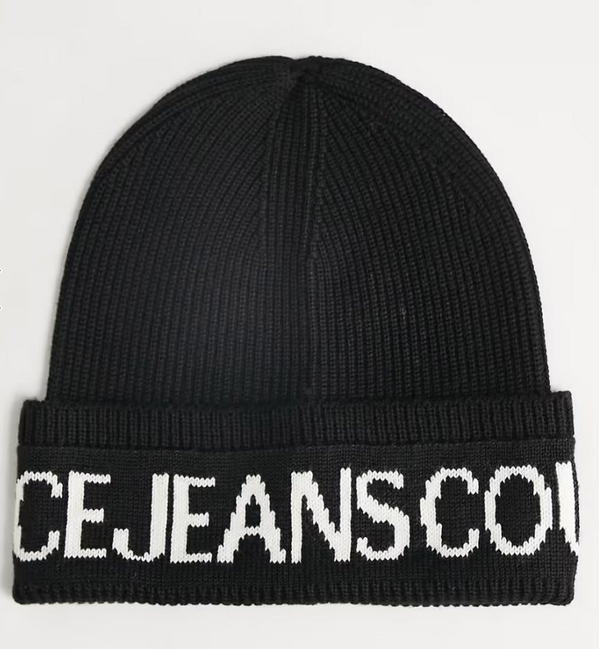 Versace Jeans Couture Black/White Classic Knitted Signature Beanie