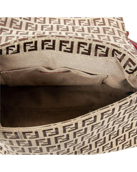 FENDI Fendi Khaki & Brown & Pink Zucchino Canvas Bicolor Flap Shoulder Bag, Never