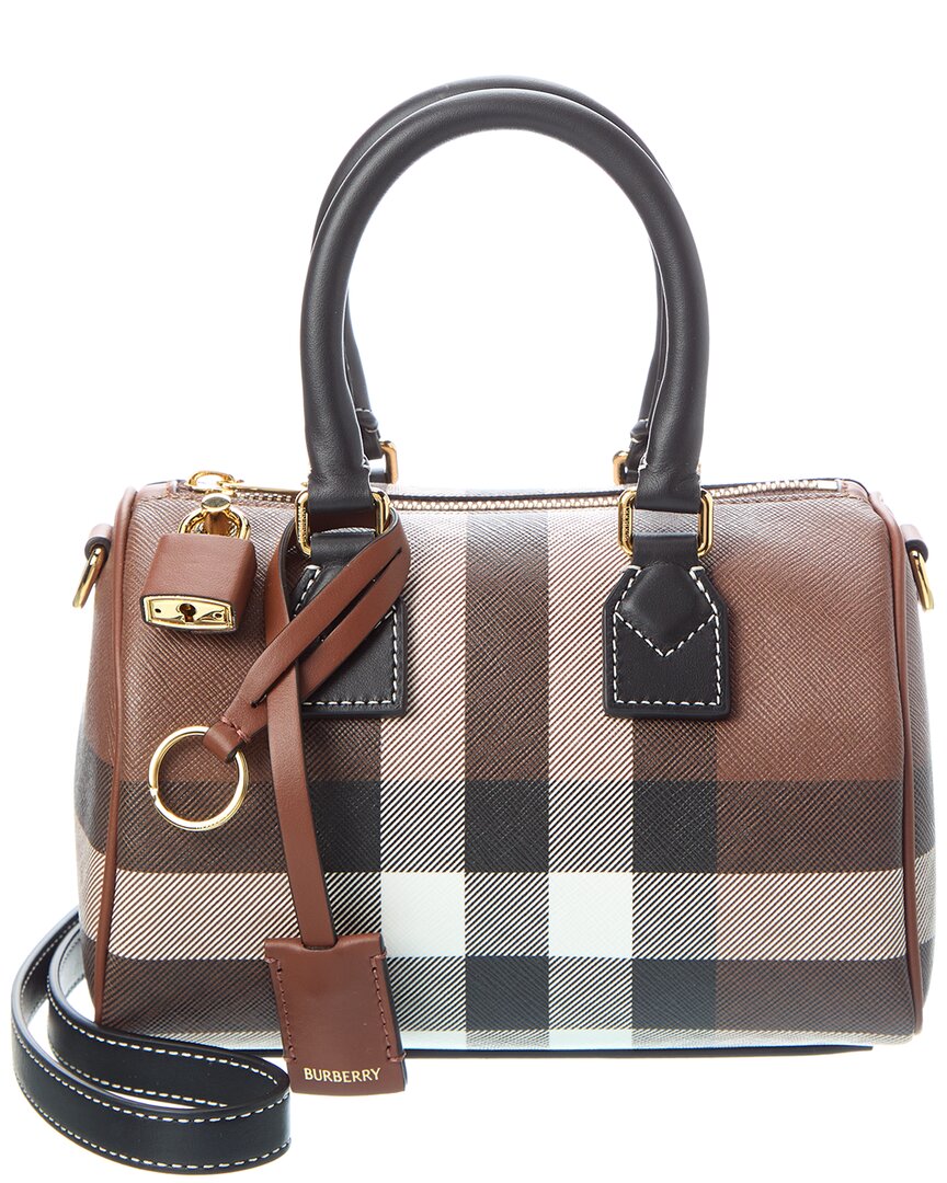 Burberry Burberry Check Mini E-Canvas & Leather Bowling Bag